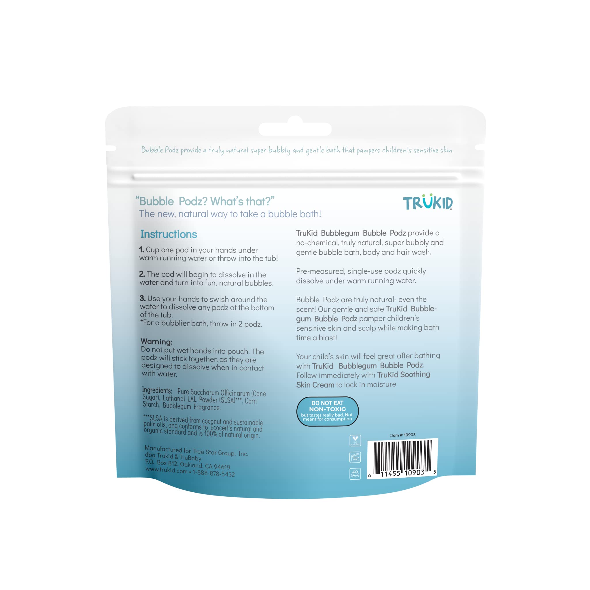 USA-made TruKid Bubble Podz ideal for daily family baths.