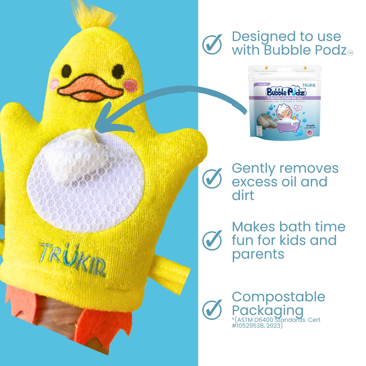 TruKid BubbleGlove soft sponge glove gentle on skin