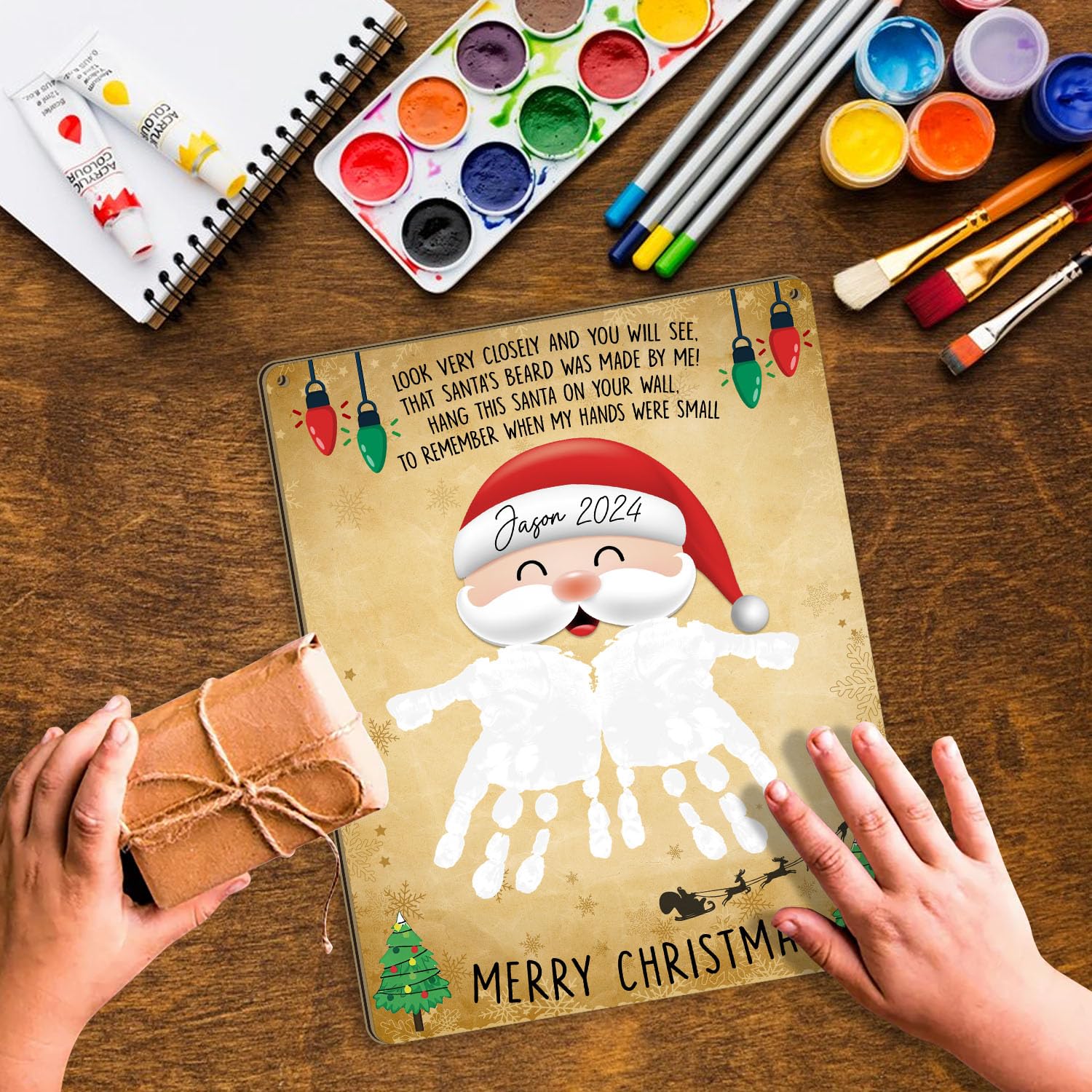 TRUMPETIC baby handprint footprint art 2025 on display for family memories.