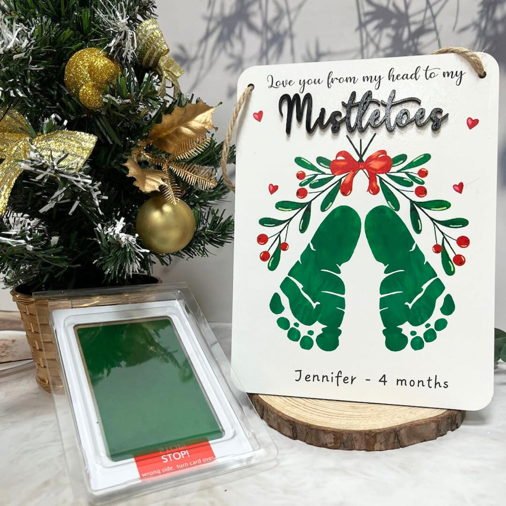TRUMPETIC Christmas footprint keepsake for holiday decor and gift.