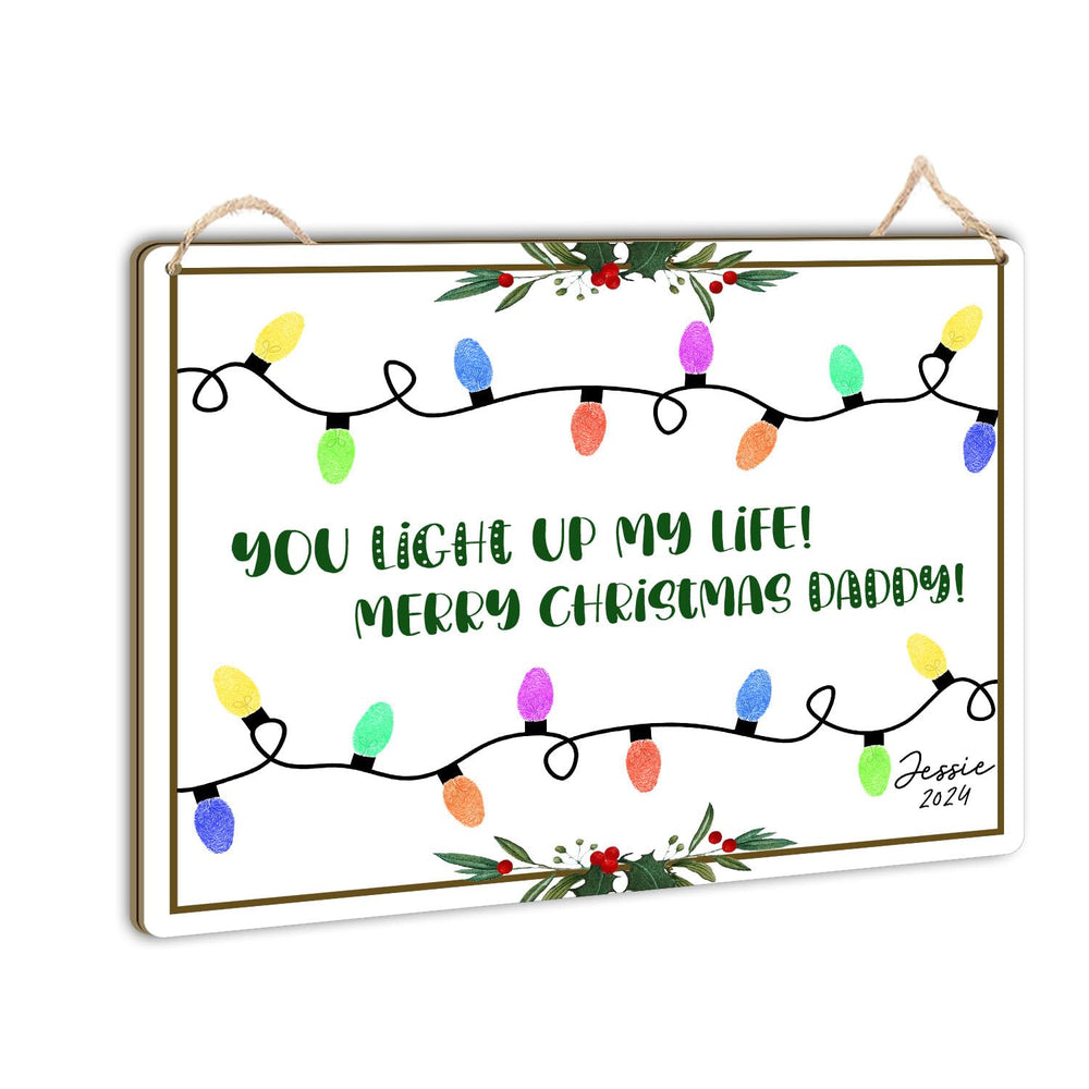 TRUMPETIC daddy handprint sign 6x8 front view, personalized Christmas keepsake for the family