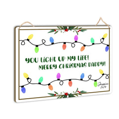 TRUMPETIC daddy handprint sign 6x8 front view, personalized Christmas keepsake for the family