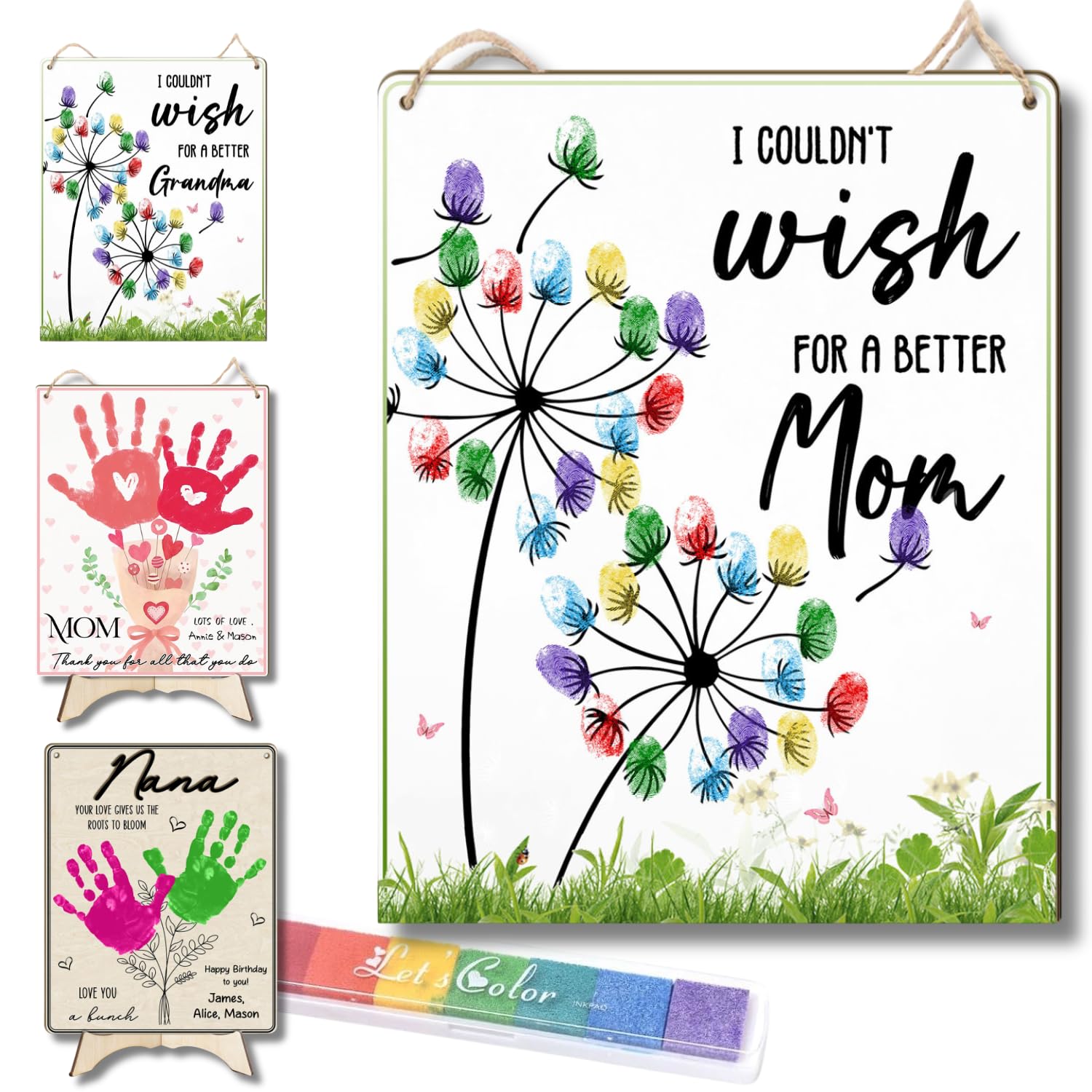 TRUMPETIC Dandelion DIY sign with handprint keepsake for Mom.