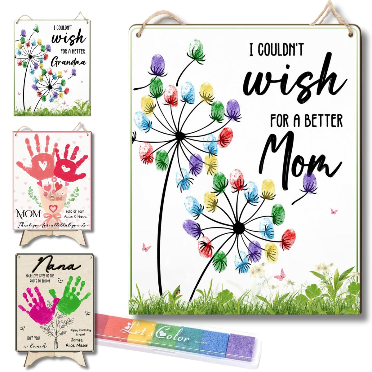 TRUMPETIC Dandelion DIY sign with handprint keepsake for Mom.