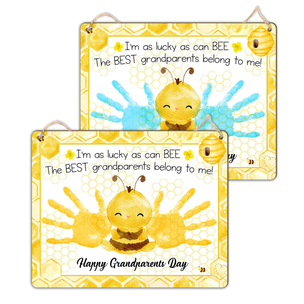 TRUMPETIC DIY Baby's First Grandparents Day handprint sign on wooden plaque for keepsakes