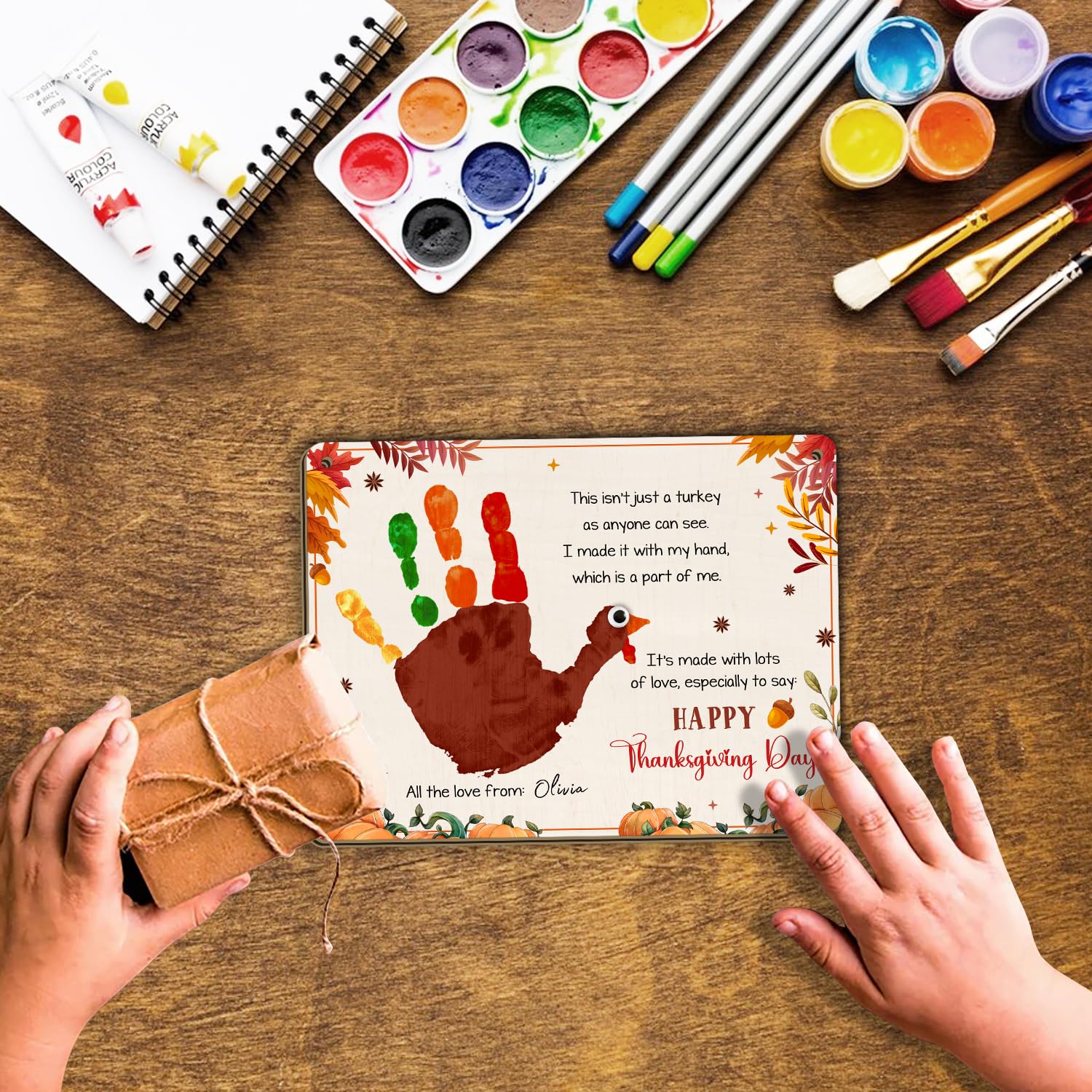 TRUMPETIC fall kids art craft activity encourages creativity with handprint.