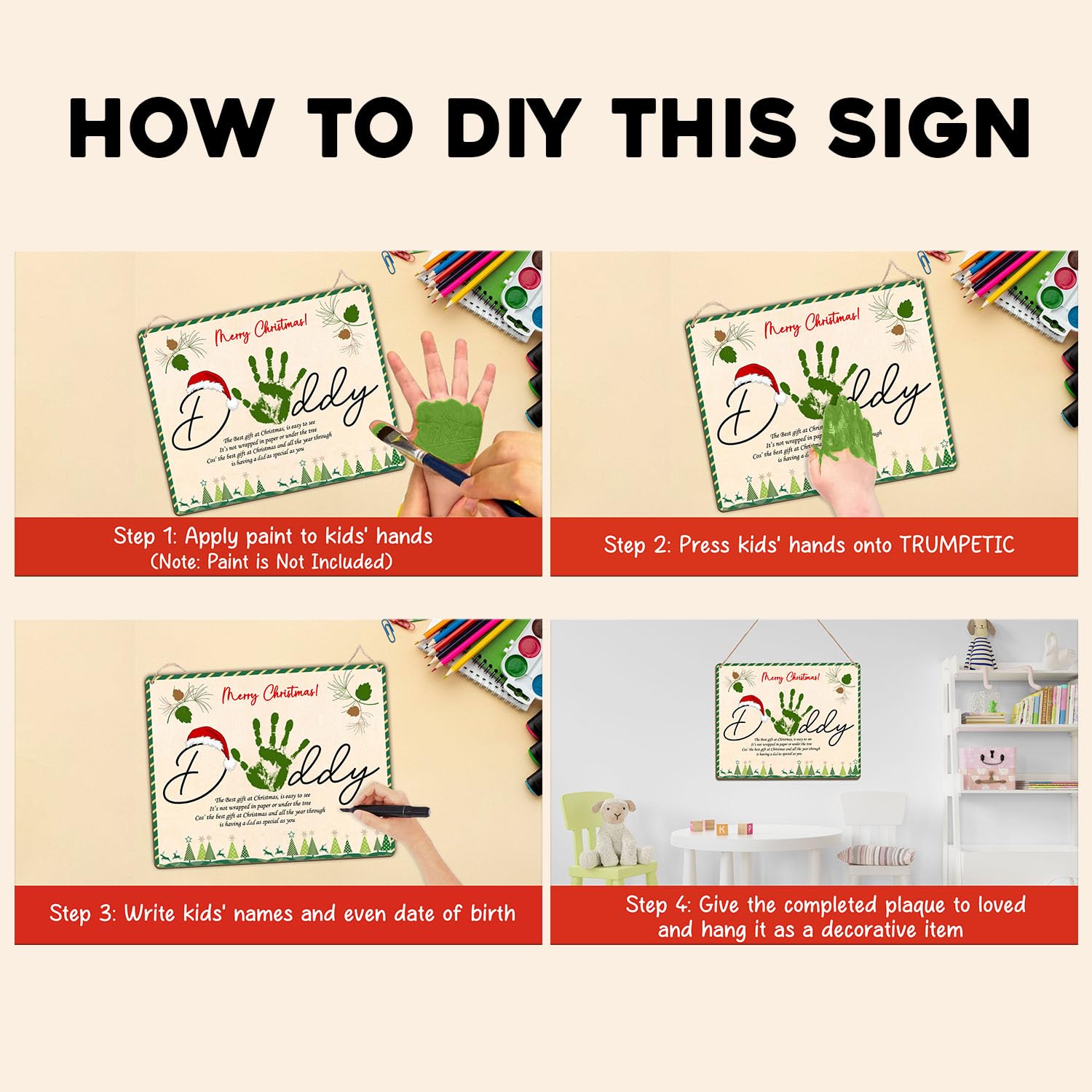 TRUMPETIC Fathers Day Handprint Sign offers a playful, personalized gift idea.