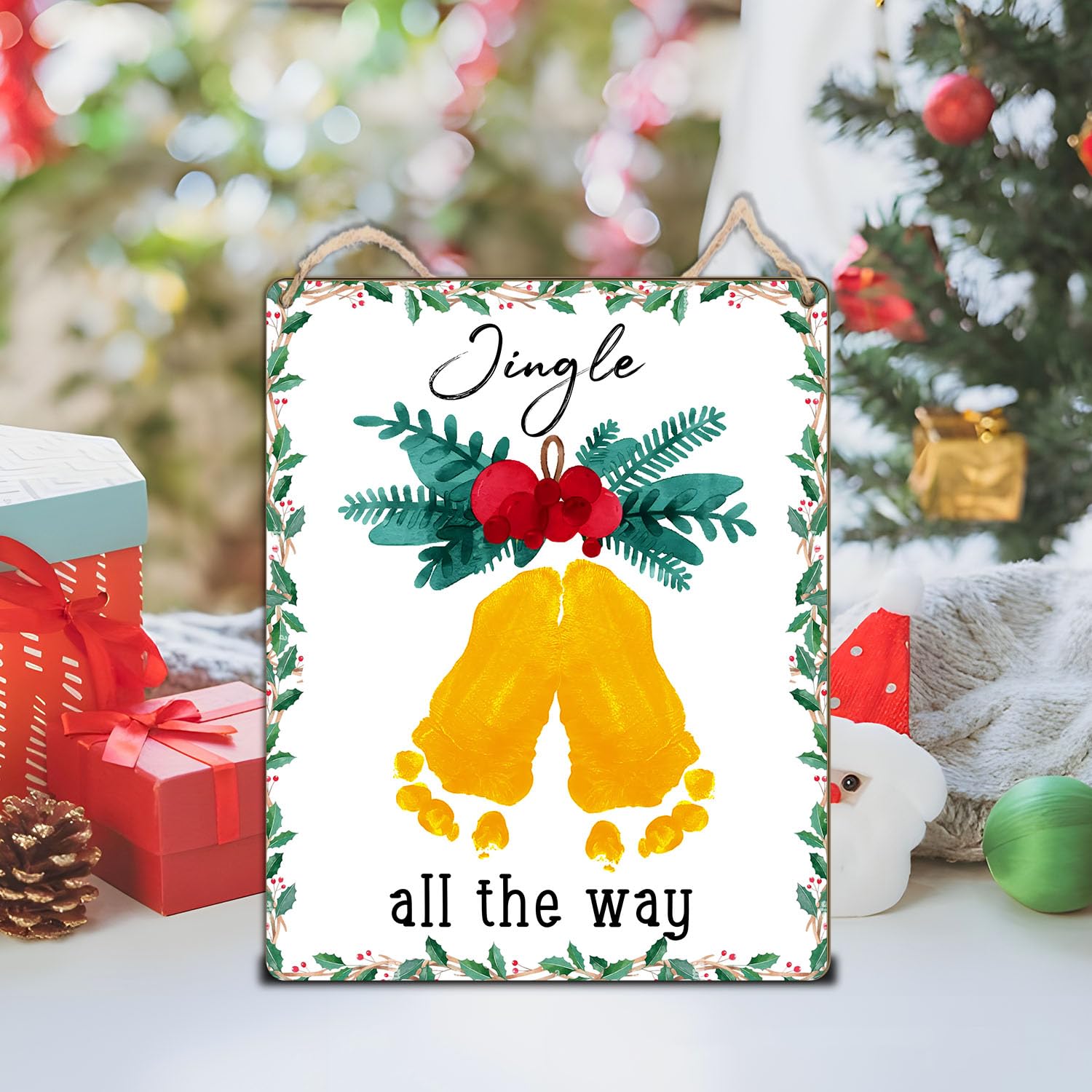 TRUMPETIC Footprint keepsake sign—handprint memories for grandparents and new parents.