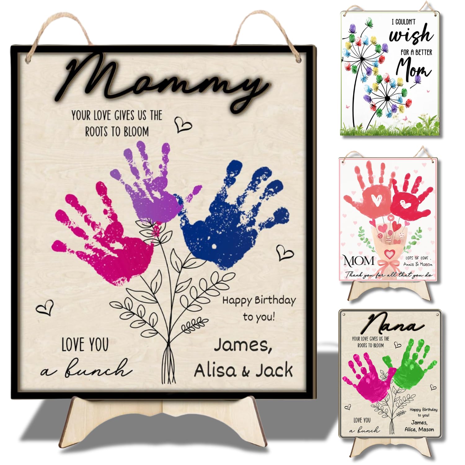 TRUMPETIC Mother's Day handprint sign full view showcases a timeless keepsake.