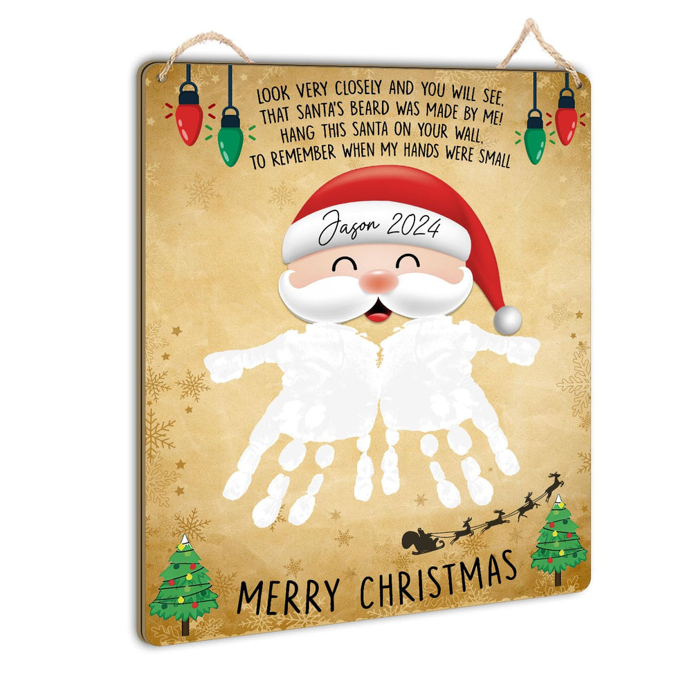 TRUMPETIC Santa beard handprint sign close-up for a lasting holiday keepsake.