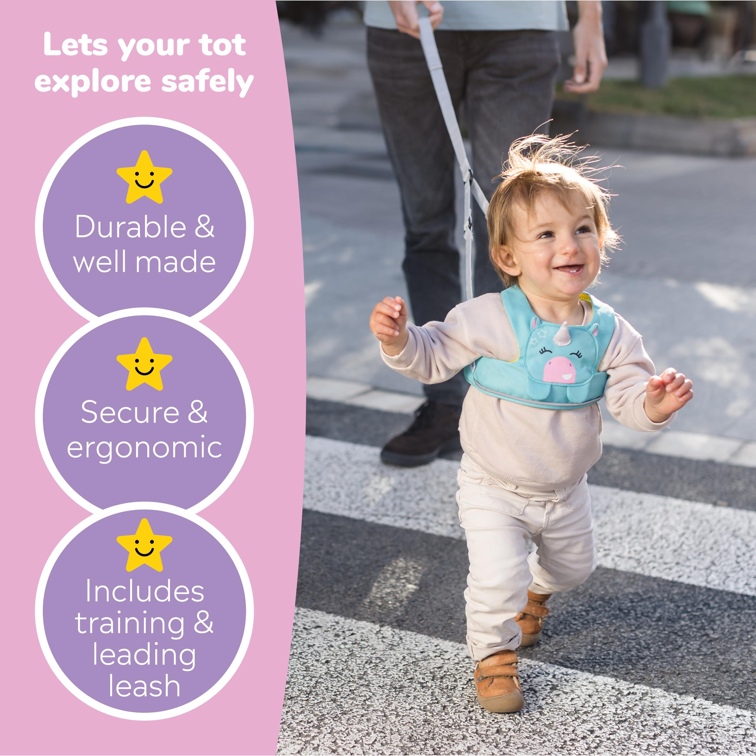 Trunki Toddler Leash shows reflective details for better visibility in low light.