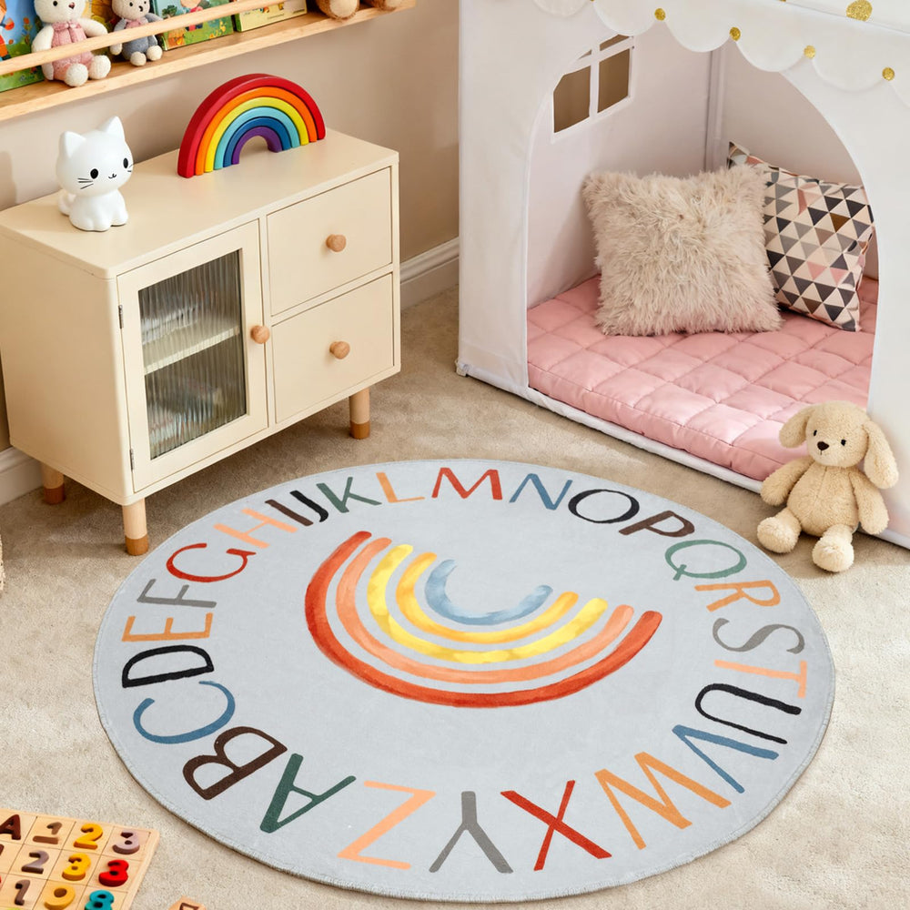 Truqual easy-clean kids rug resists stains and simplifies care