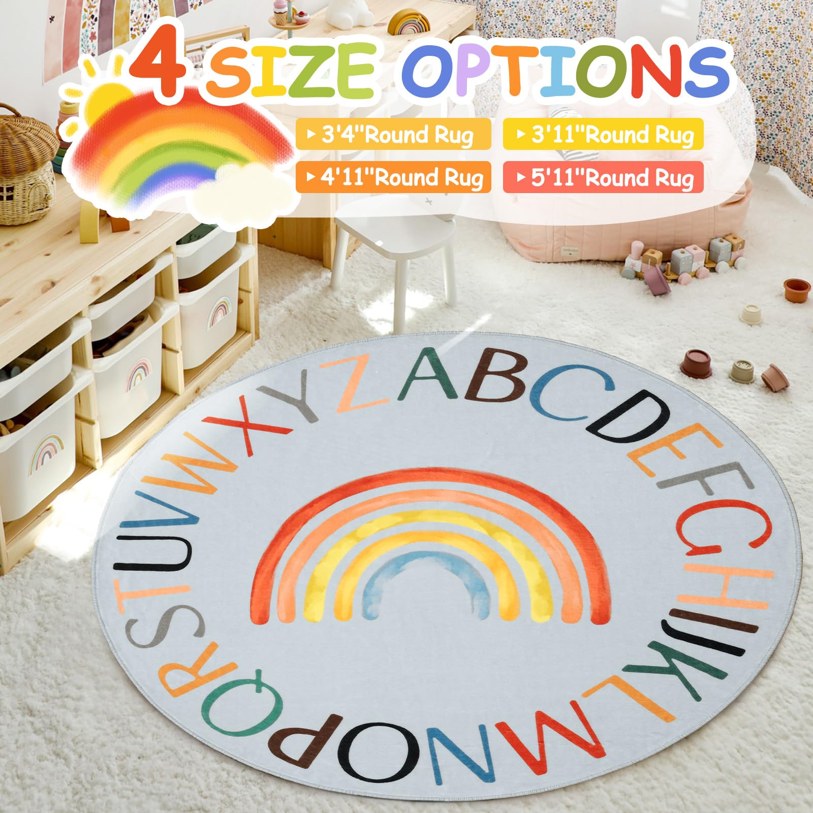Truqual educational rug creates a warm reading corner in any room.