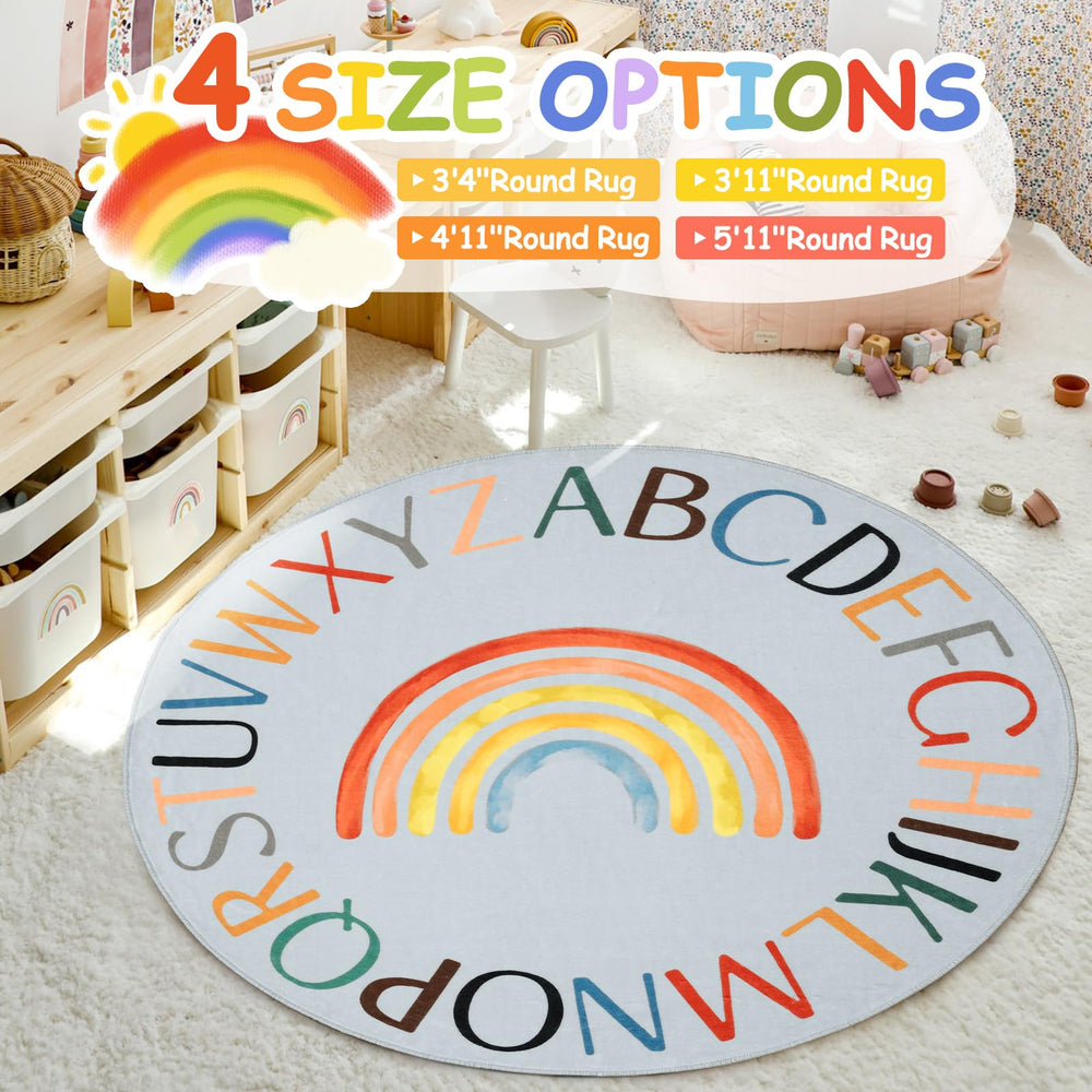Truqual alphabet rainbow rug supports color and letter recognition in kids