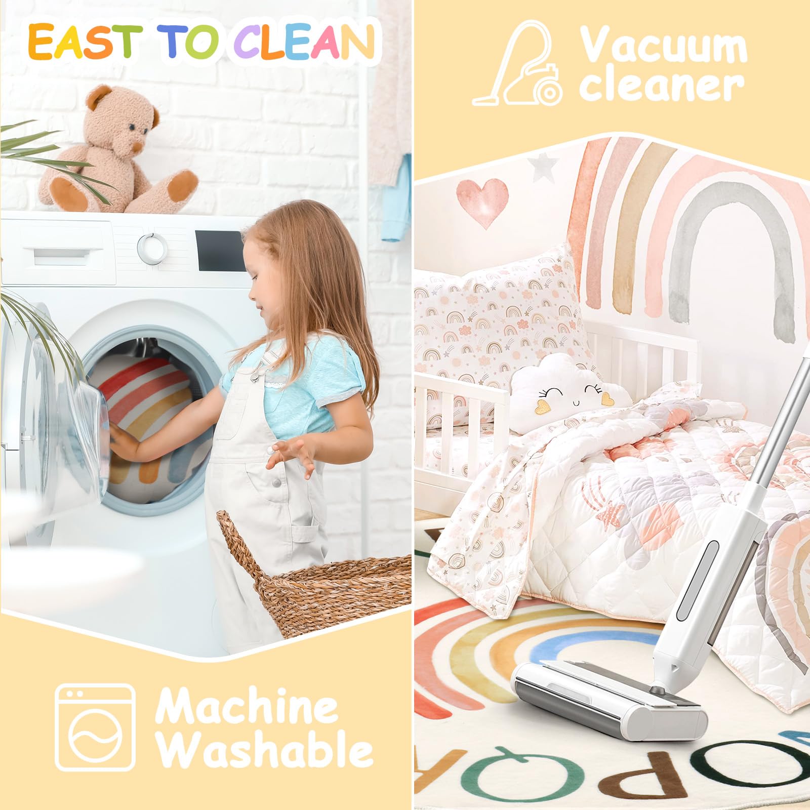 Truqual rug is easy to clean with spot-cleaning or machine wash.