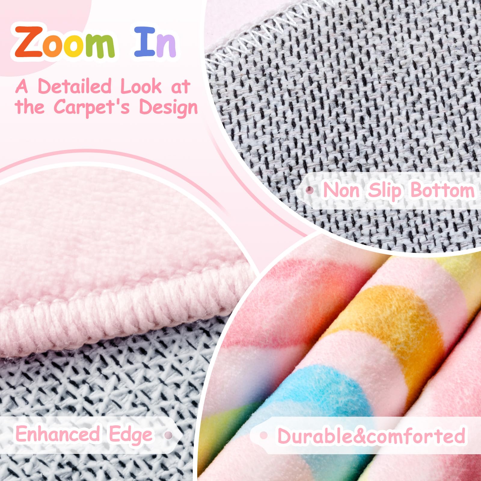 Truqual soft, non-slip kids rug supports crawling and safe floor time.