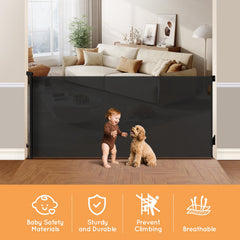 TrusTot mesh gate with automatic tension for a stronger barrier.