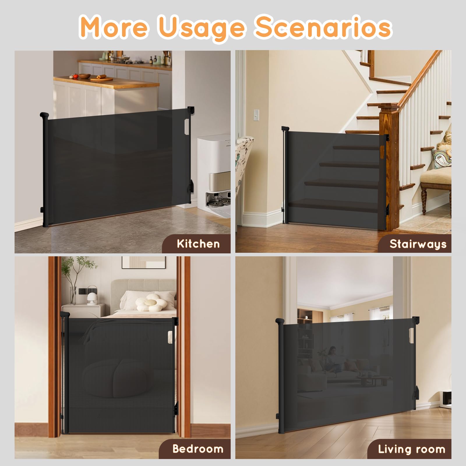 TrusTot wide gate adapts to kitchens, living rooms, and staircases.
