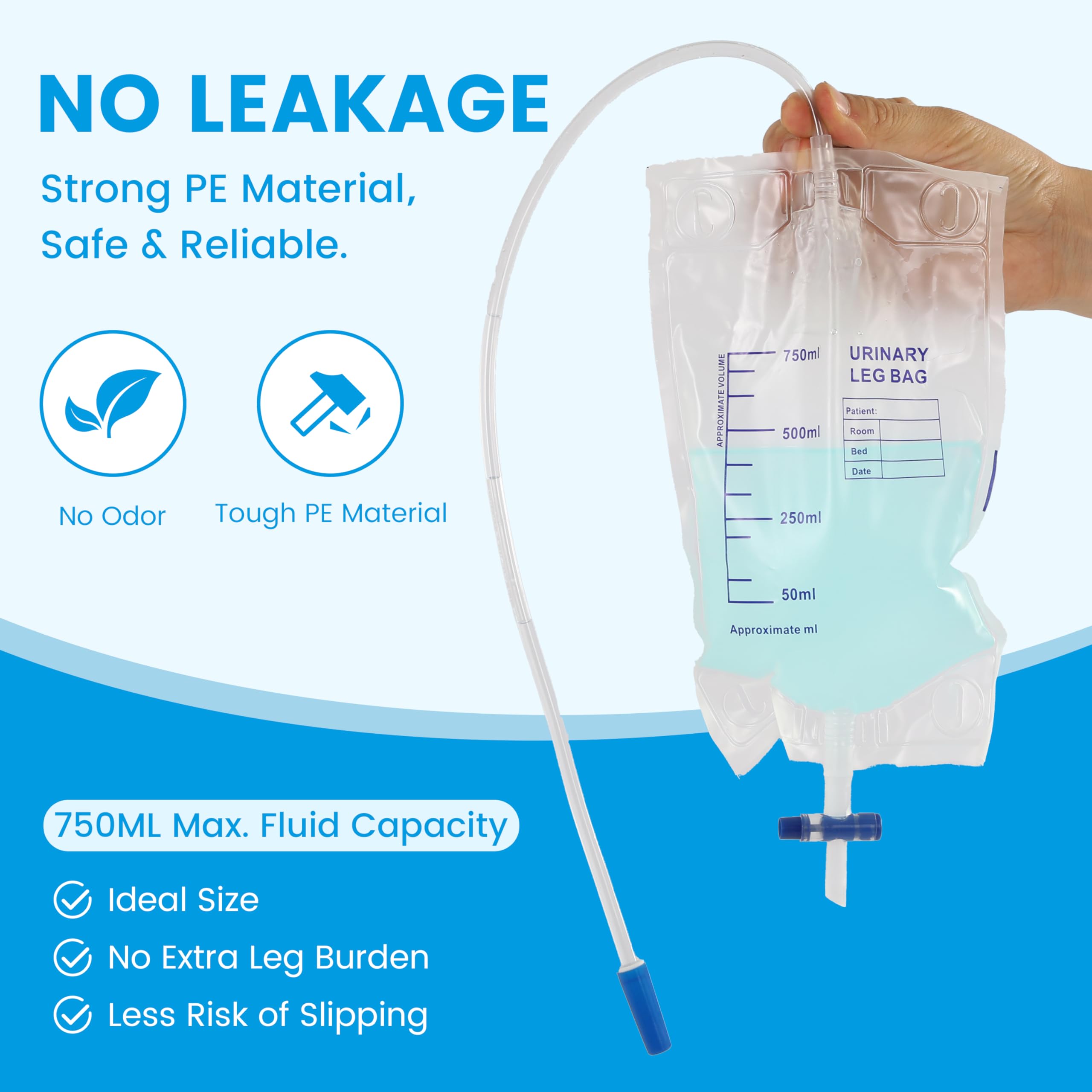 TrustKare 20.5 inch kink-resistant tubing highlighted for reliable drainage.