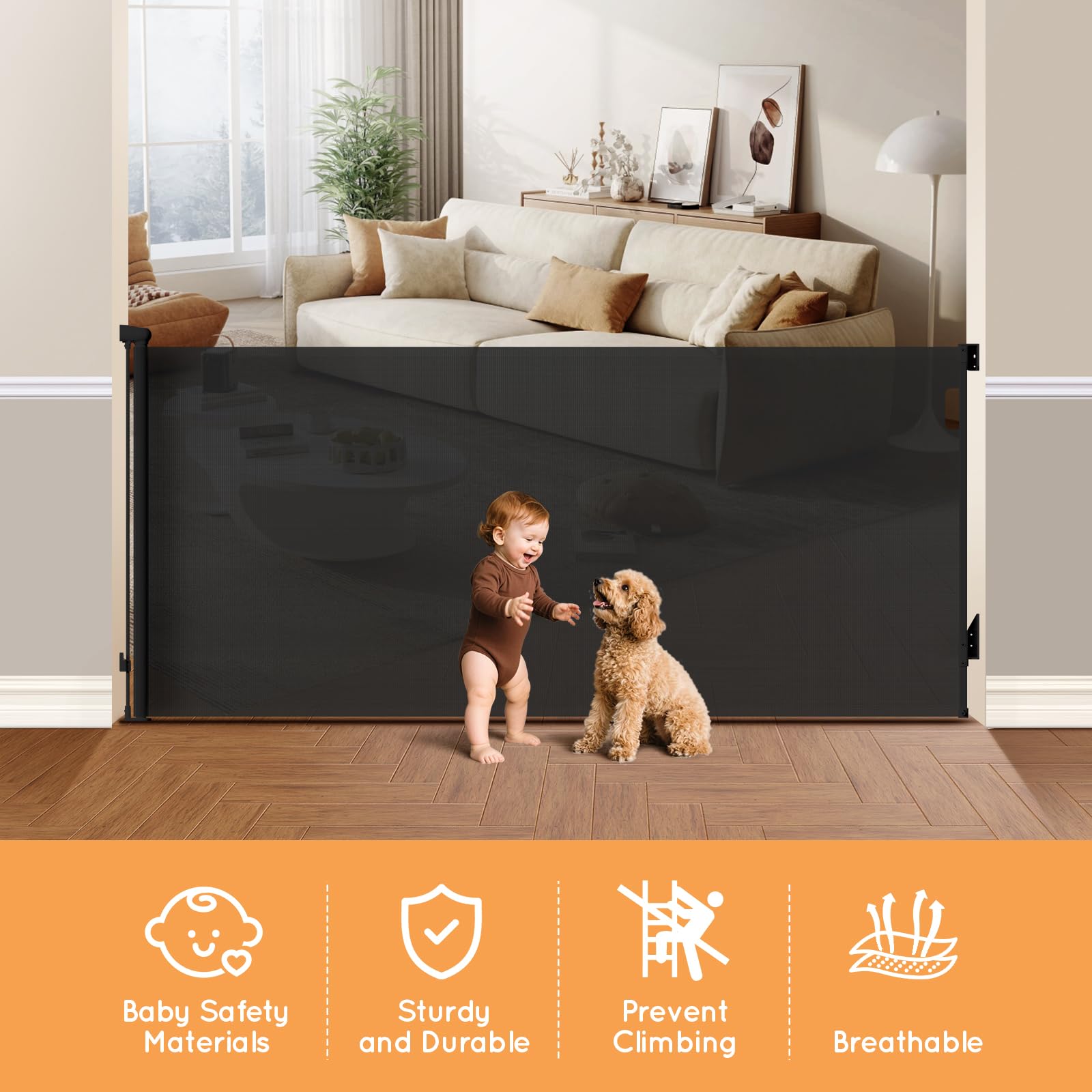 TrusTot mesh gate standing 38 inches tall suitable for doorways and hallways