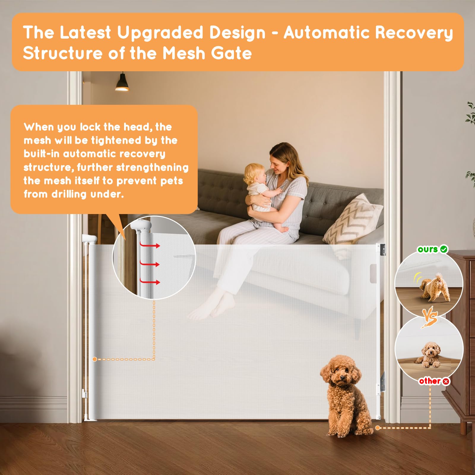 TrusTot safety lock with one-hand operation makes gate management easy.