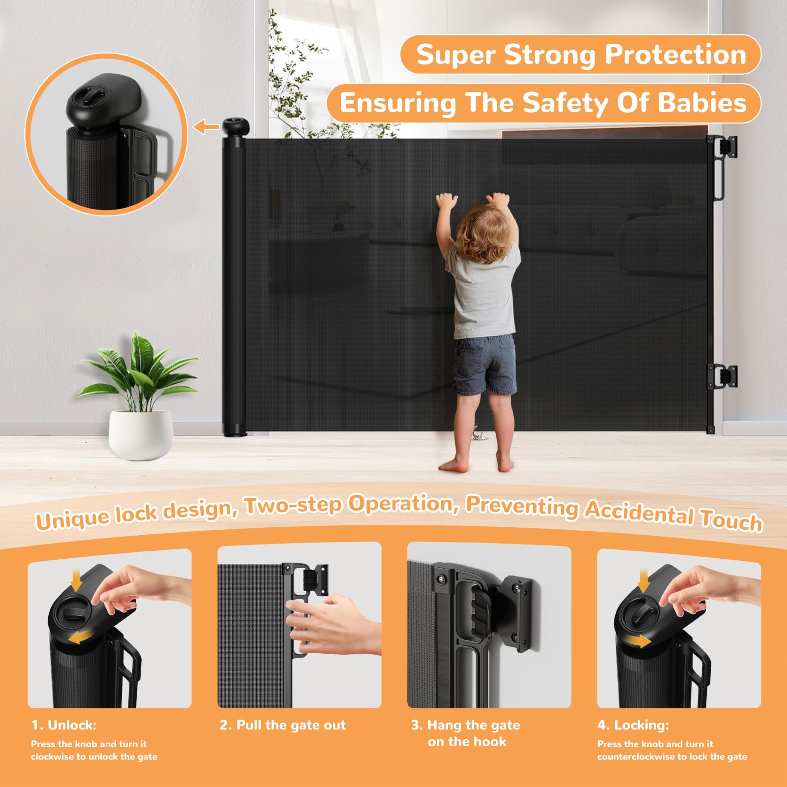 TrusTot upgraded two-step safety lock enables one-handed use.