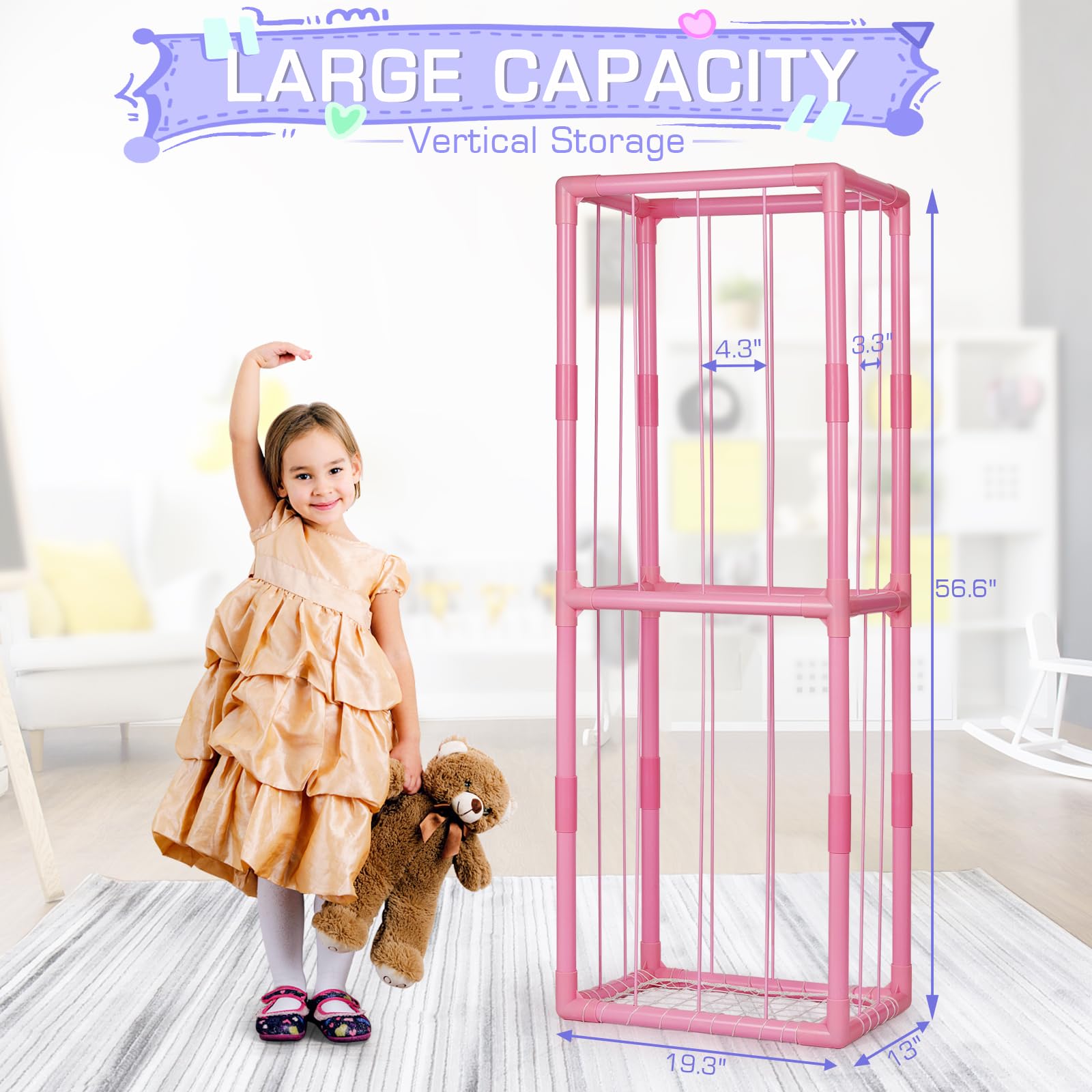 Trycooling elastic rope stuffed animal holder keeps plush toys secure
