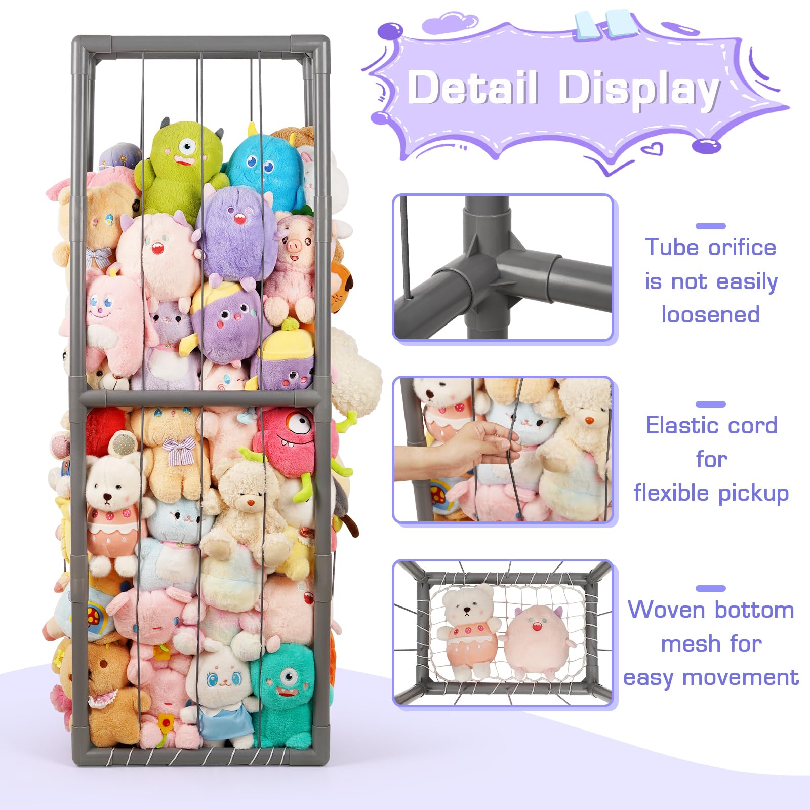 Trycooling stuffed animal display in playroom demonstrates easy access and visual appeal.