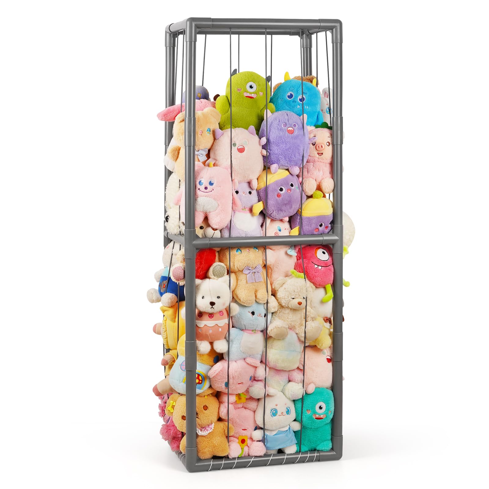 Trycooling stuffed animal storage zoo cage, assembled, keeps toys tidy and accessible.