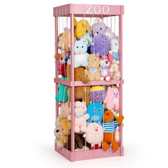 Trycooling stuffed animal zoo storage wood frame displays plushes neatly for organized nursery.