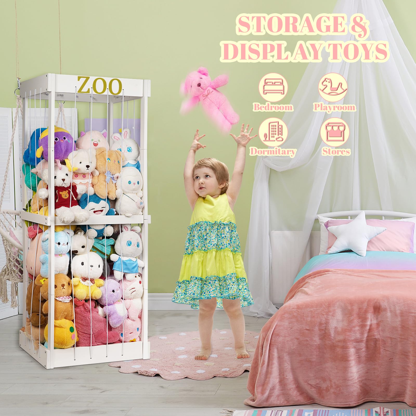 Trycooling stuffed animal zoo wood storage nursery decor and practical organizer.