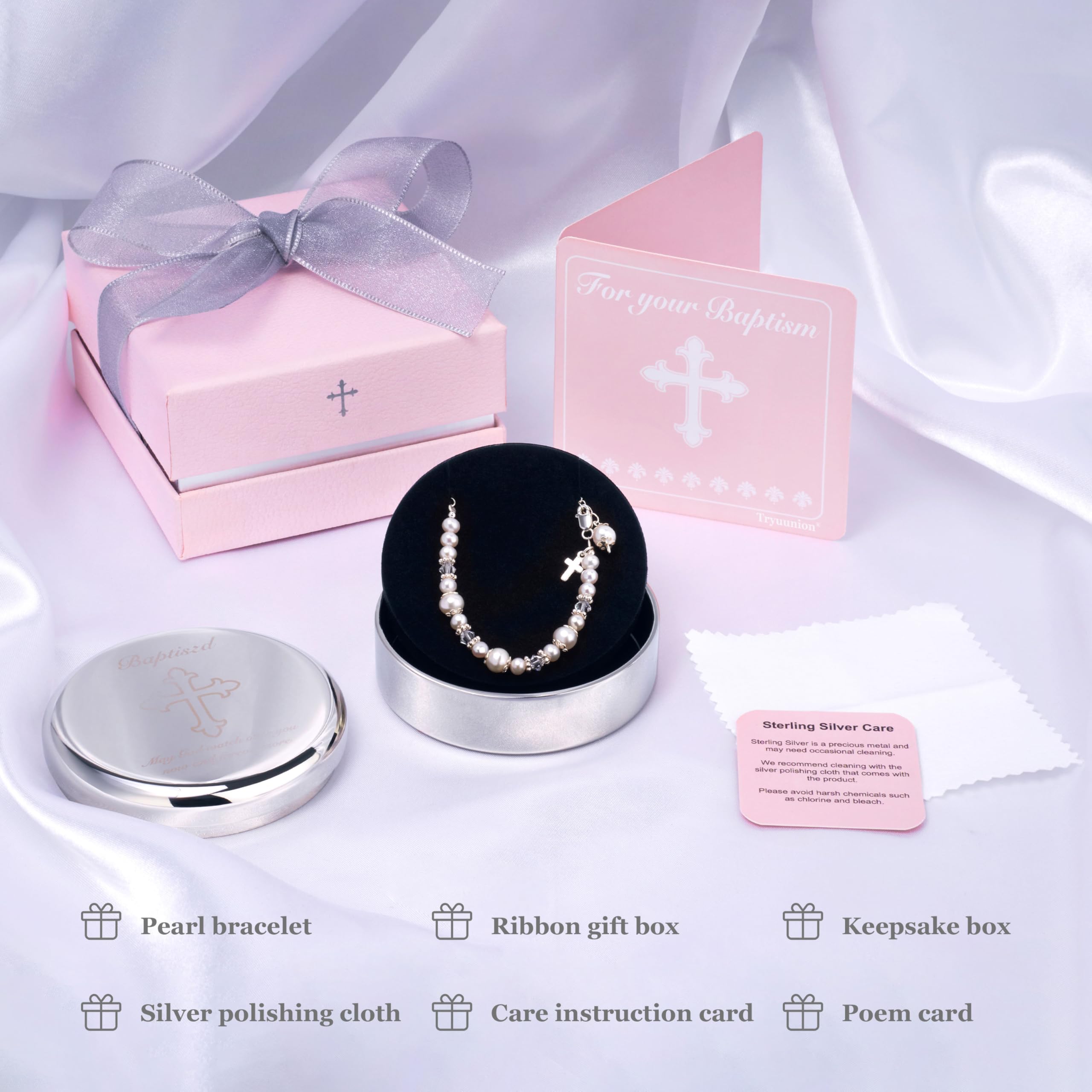 Tryuunion cultured pearls add timeless elegance to a christening keepsake