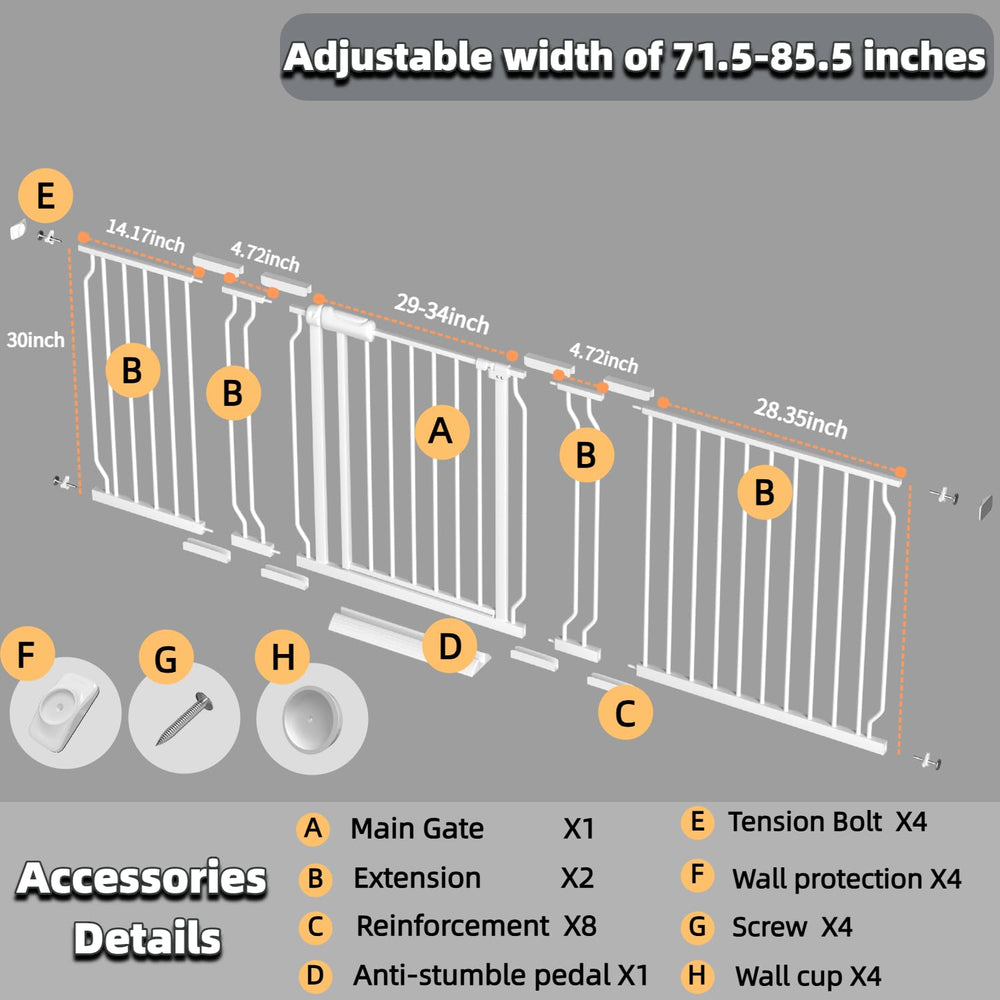 TSAYAWA gate pressure-mount setup showing damage-free walls and quick adjustment