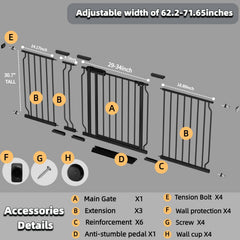 TSAYAWA gate fits wide openings from 25 to 76 inches for versatility