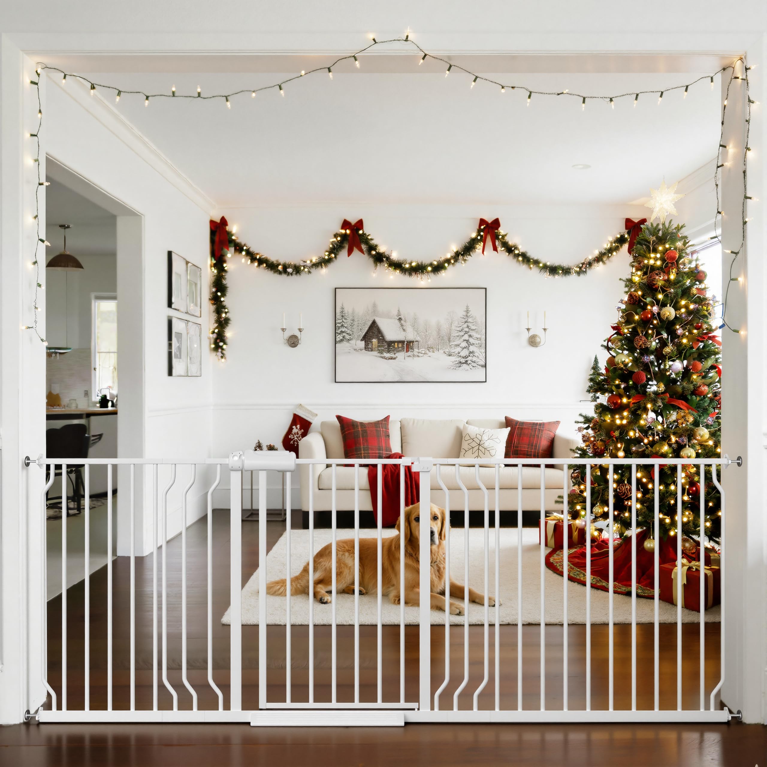TSAYAWA baby gate wide opening in doorway, ideal for spacious entryways