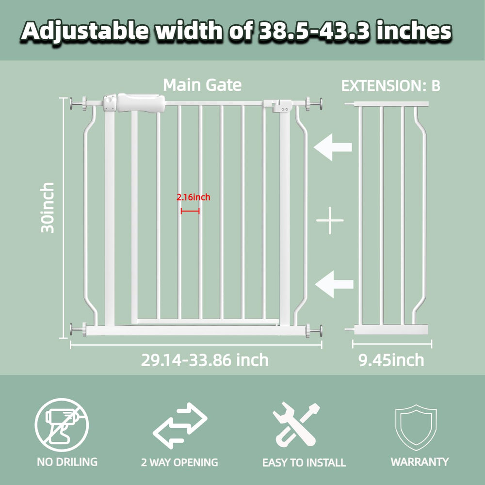 TSAYAWA extra wide gate with door open for easy passage