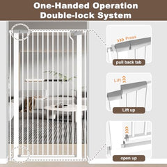 TSAYAWA gate adjustable width fits 29.5–32.6 inches for doorways and stairs.