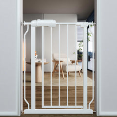 TSAYAWA Narrow Baby Gate front view in white for compact openings