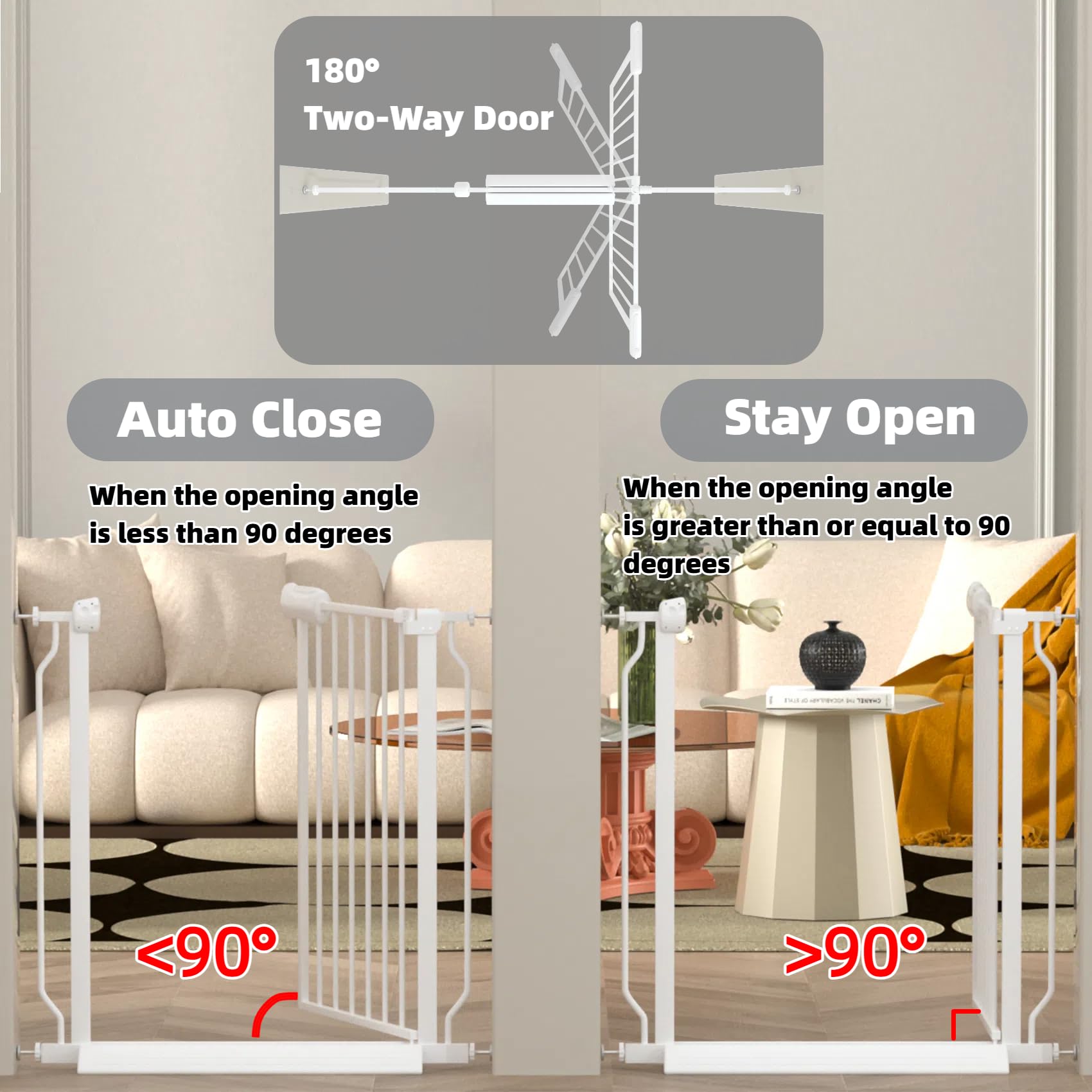 TSAYAWA white indoor-outdoor gate blends with home décor.