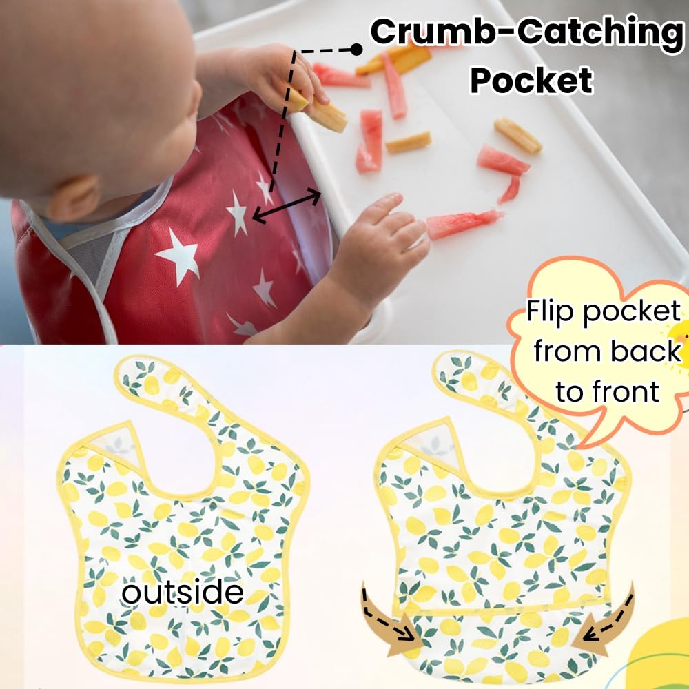 TSD flip-fold pocket bib creates a 3D catchment for spills.