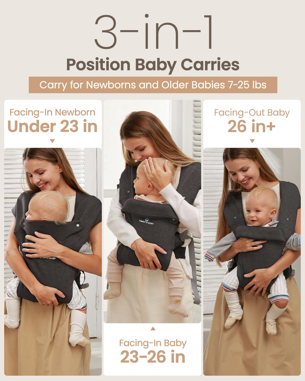 TSRETE Baby Carrier cross straps adjust for a customizable fit.