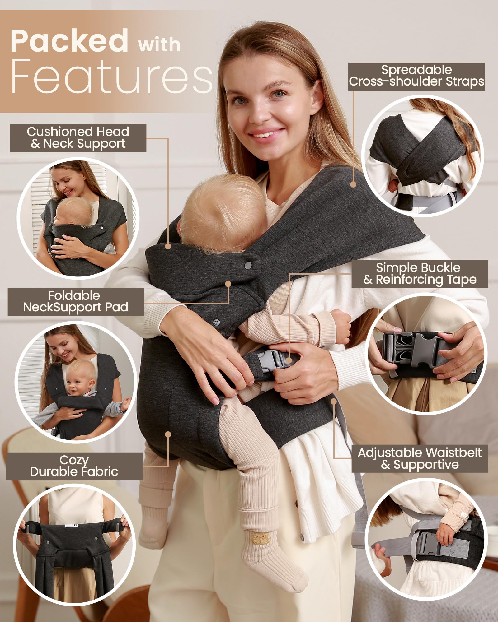 TSRETE Baby Carrier in face-out position for curious exploration.