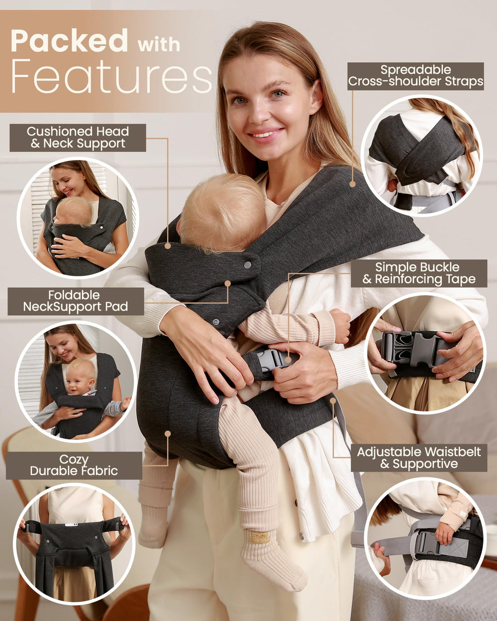 TSRETE Baby Carrier in face-out position for curious exploration.