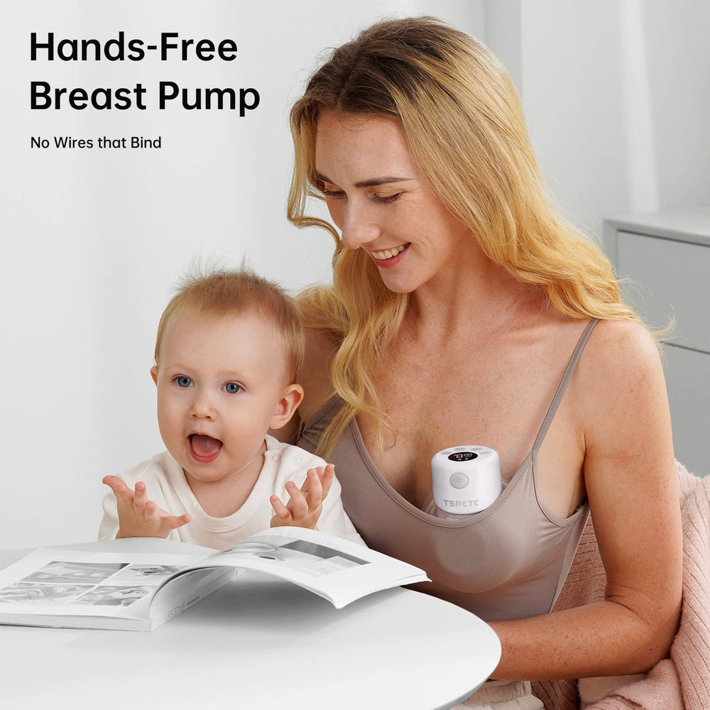 TSRETE double wearable breast pump side view showing compact wearability