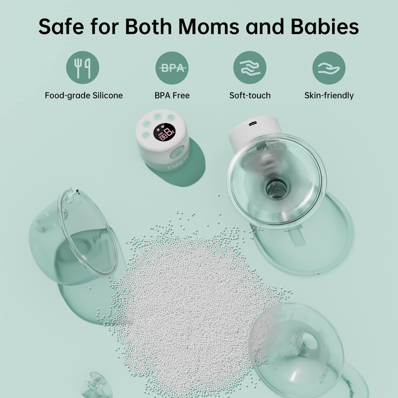 TSRETE unit operates quietly under 40dB for baby-friendly pumping.