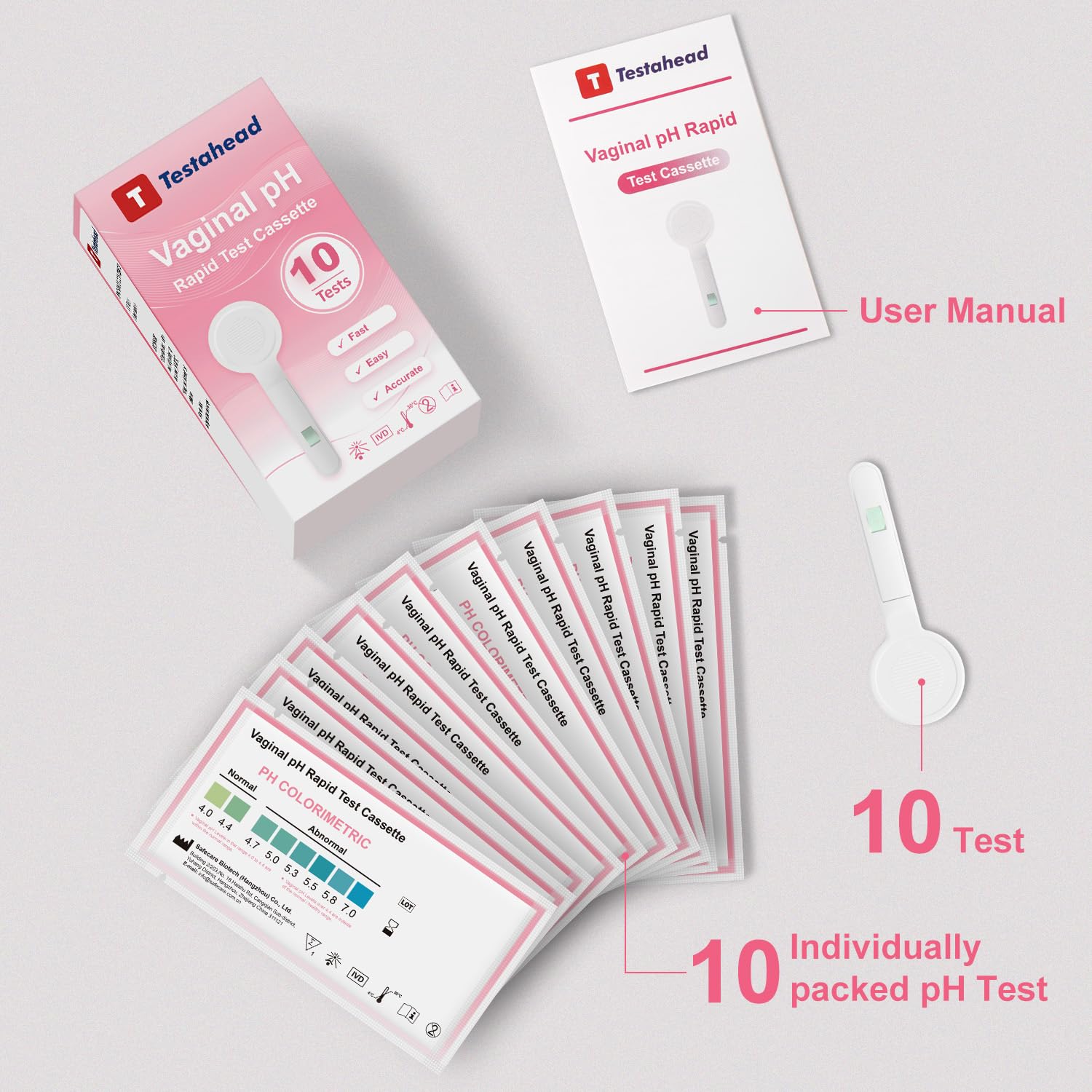 T TESTAHEAD hygienic testing at home promotes clean handling and convenience.