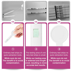 T TESTAHEAD strips sealed in aluminum foil pouches for hygiene.