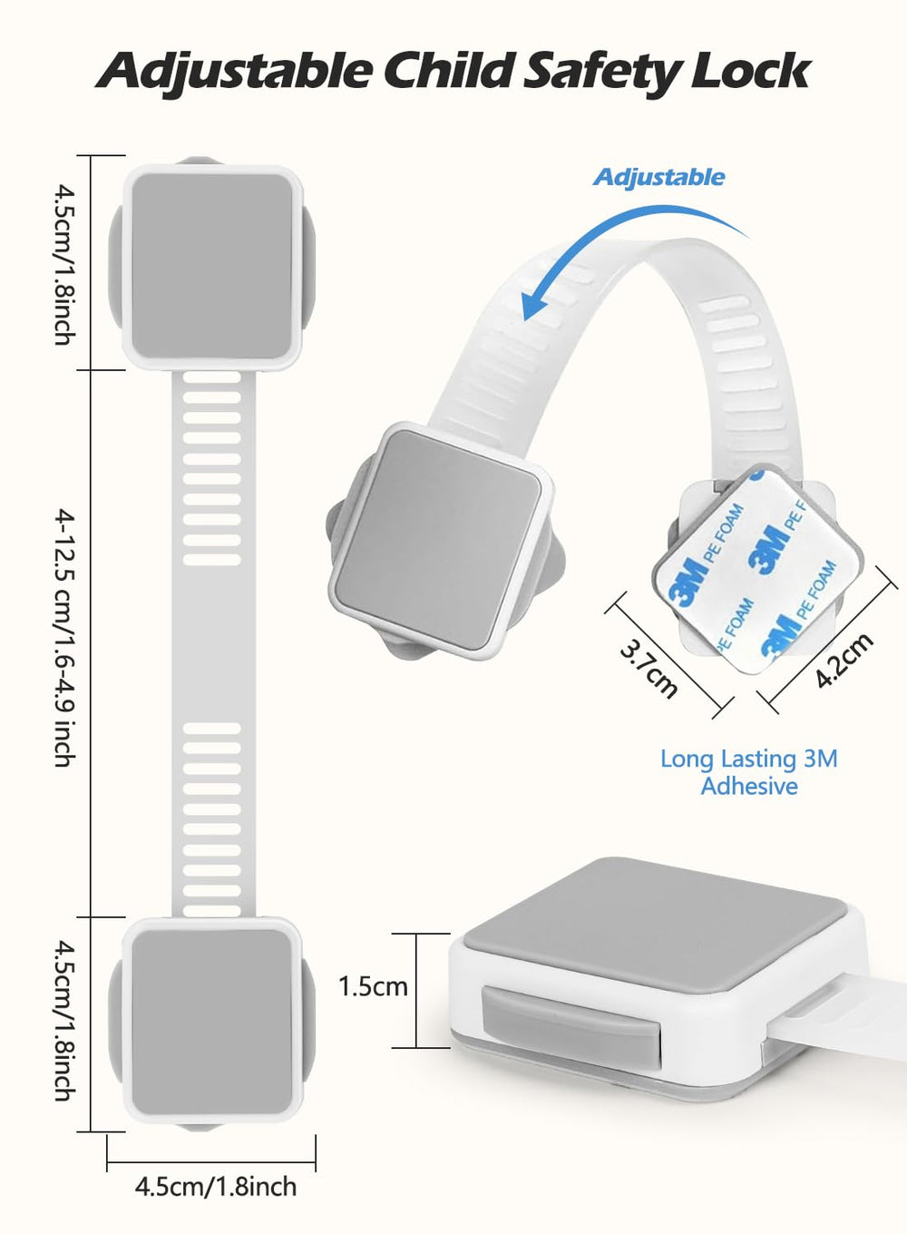 TTMALL removable adhesive lock removes cleanly without surface damage
