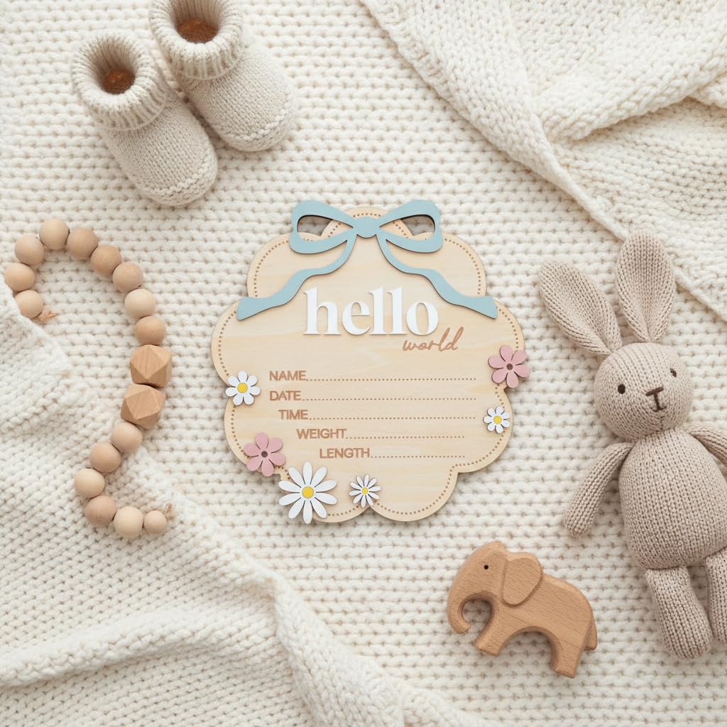 TTMerriwood hello-world-hospital-photo-prop pairs well with first pictures and nursery decor.
