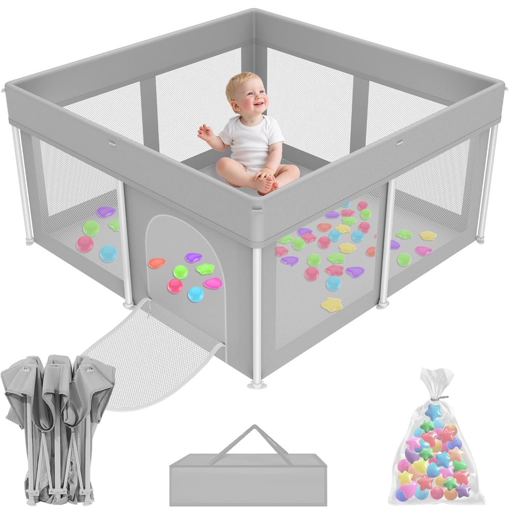 Ttottos foldable playpen in compact closed form for easy storage